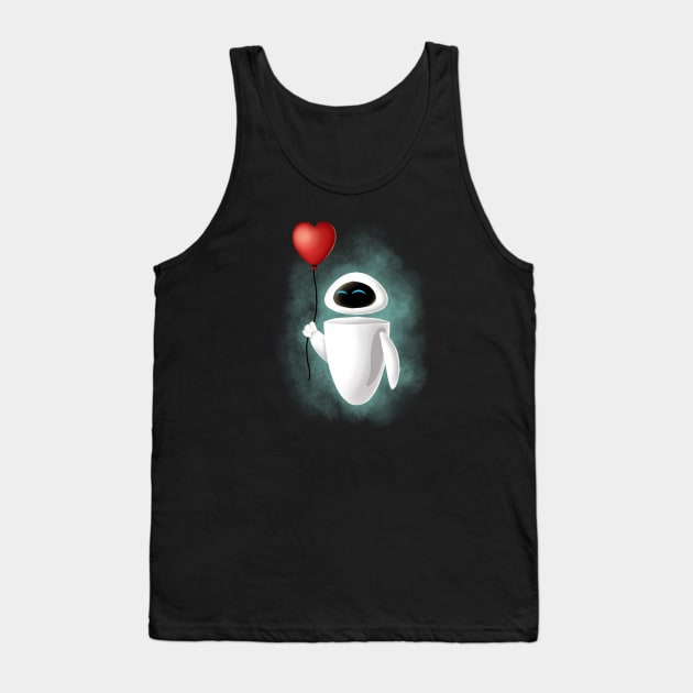 Modern robot with red heart balloon Tank Top by Aalaa Bent Atef